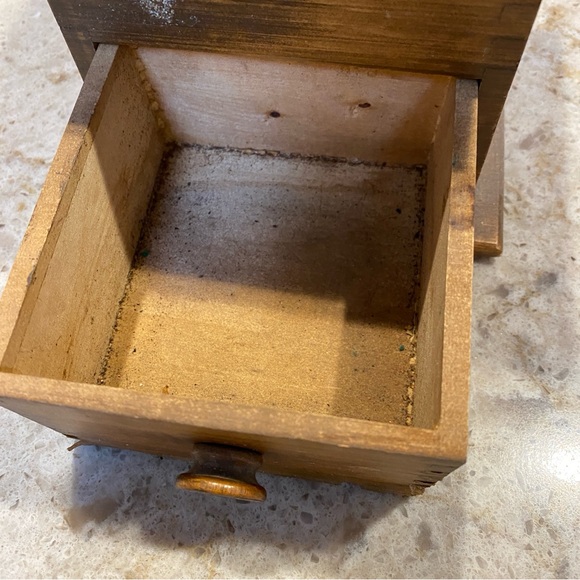 Vintage Wooden Coffee Grinder with Black Metal Top - Picture 3 of 4